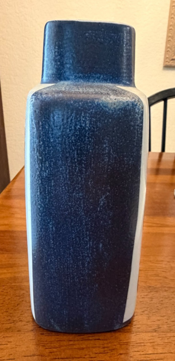 Vintage Royal Copenhagen Denmark Faience Vase With Blue Berry Design