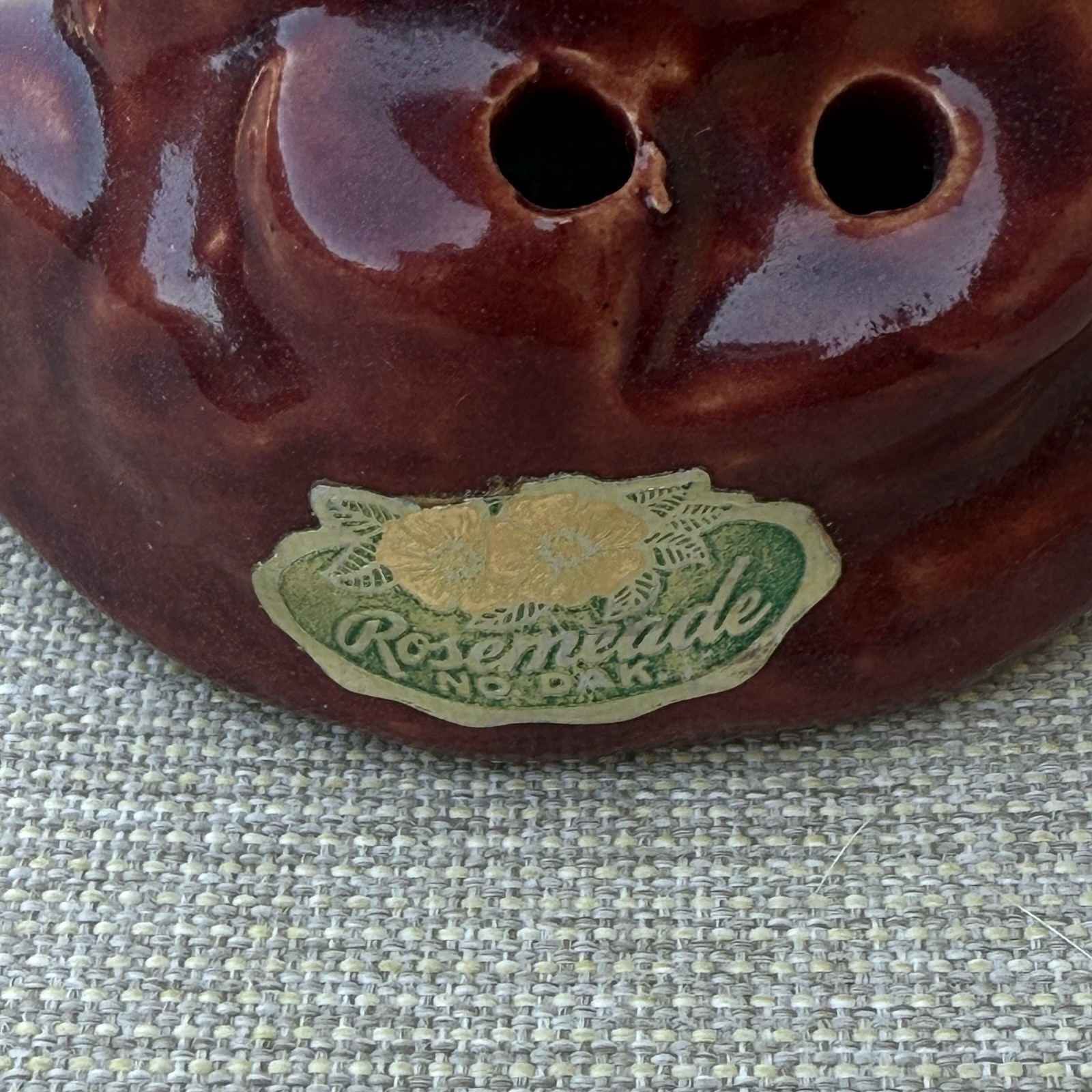 Vintage Rosemeade Pottery Heron Crane Flower Holder Frog and Bowl Burgundy