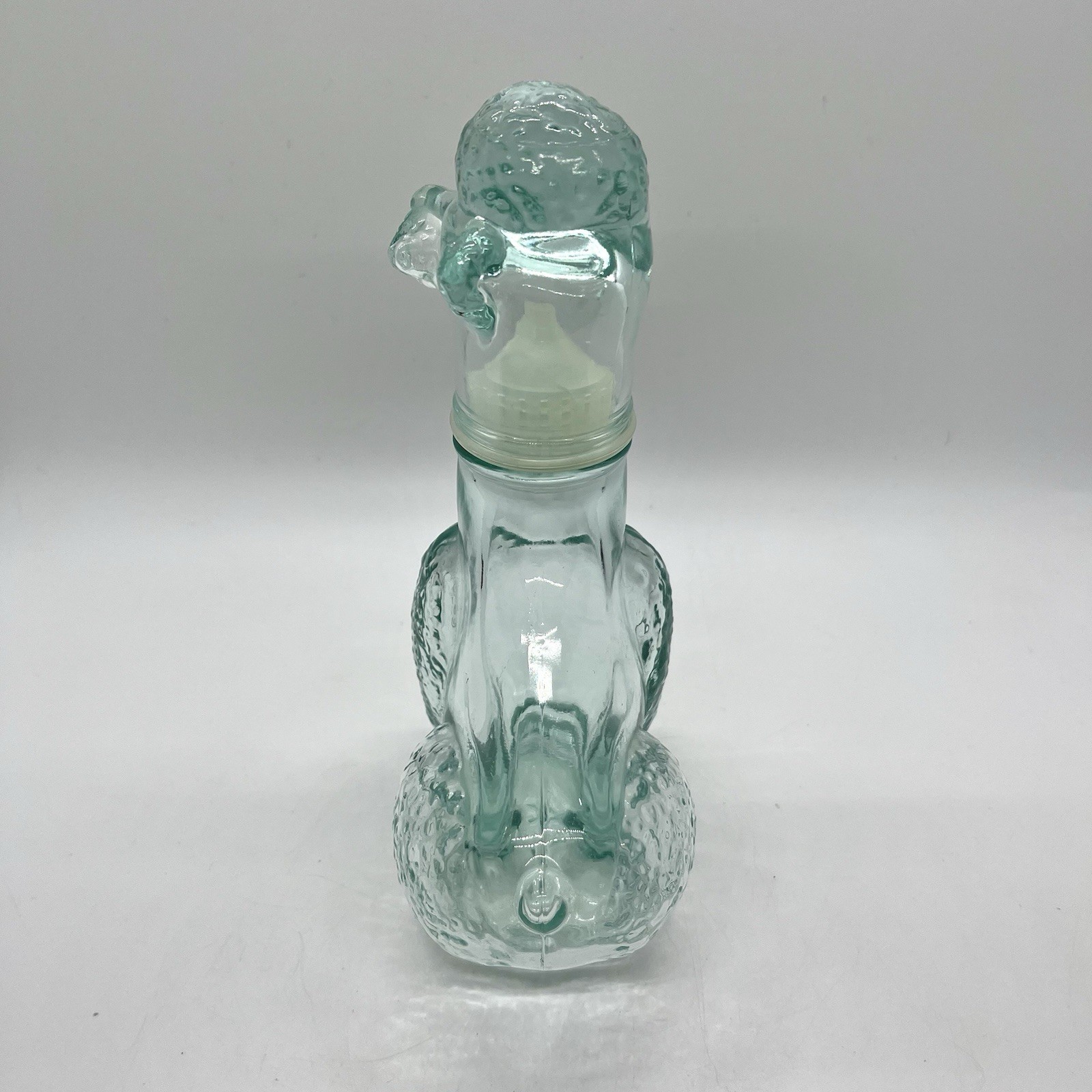 Vintage Empoli Glass Poodle Dog Decanter 7″ Ice Blue Vetreria Etrusca Italy