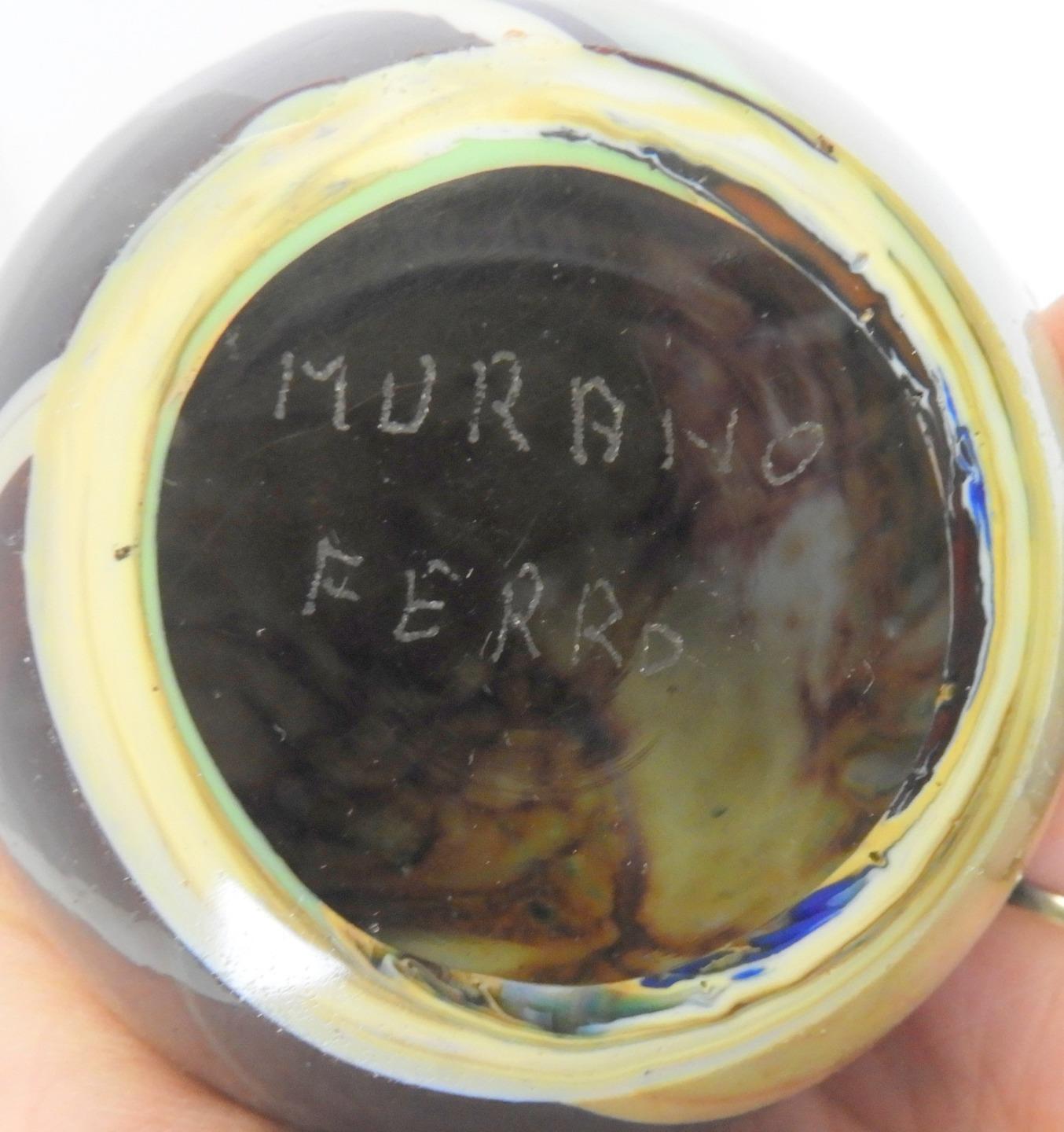 Signed Murano Ferro Swirl Paperweight