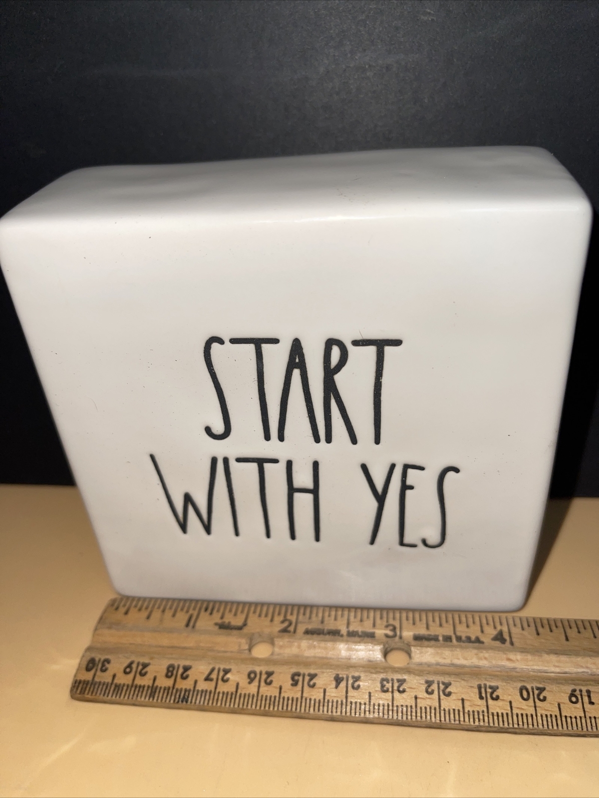 Rae Dunn “Start With Yes” office desk paperweight