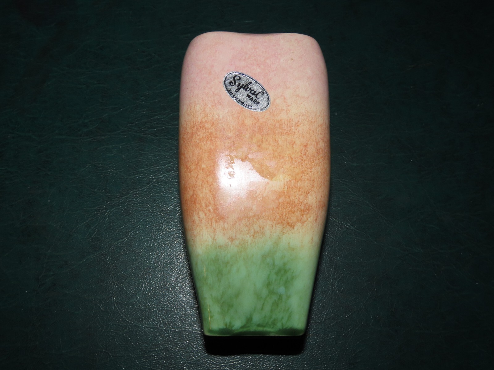 SYLVAC WARE Vtg VASE MADE IN ENGLAND PINK PEACH & GREEN
