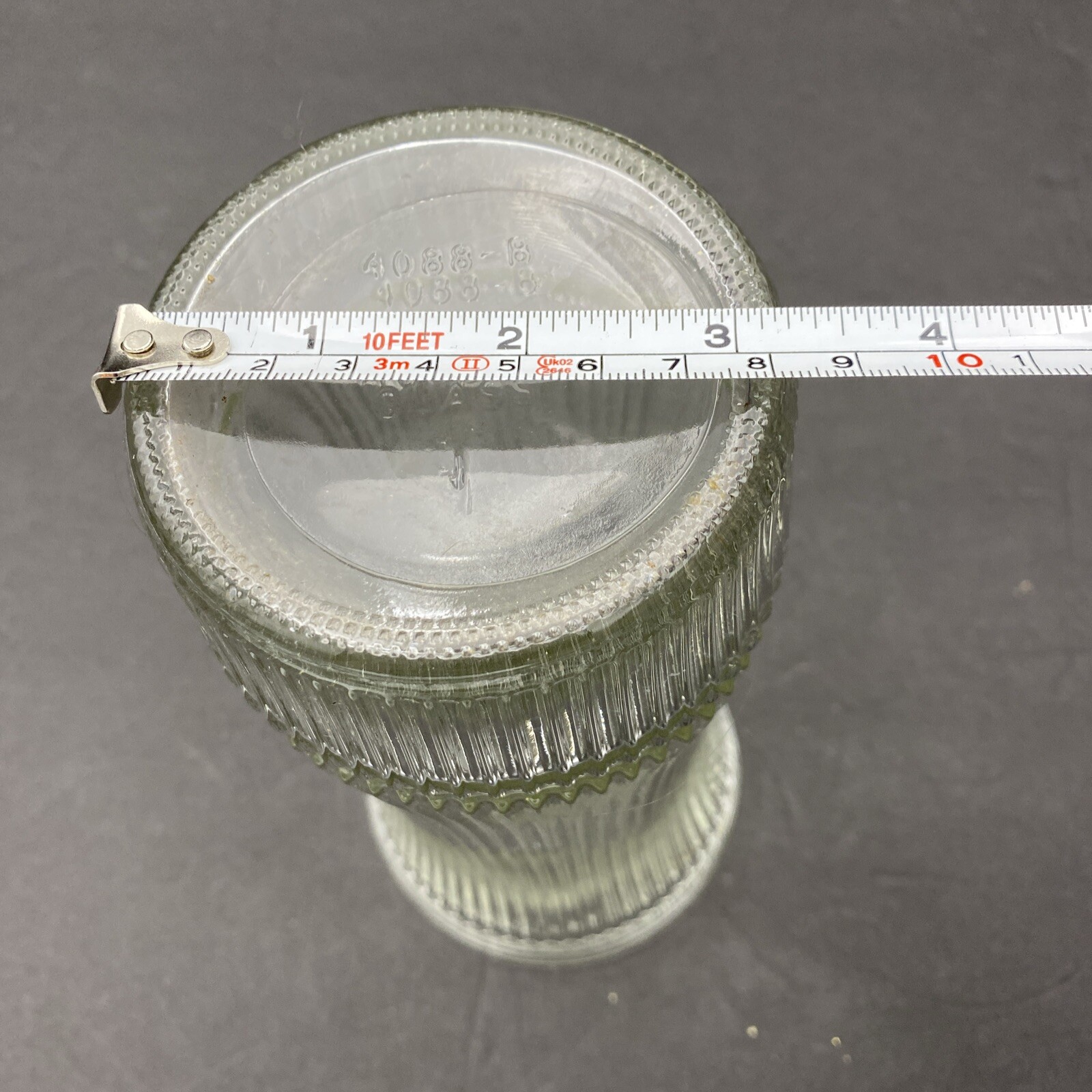 Vintage Hoosier Glass 4088-8 Ribbed Pressed Glass Vase Clear Flared Top MCM