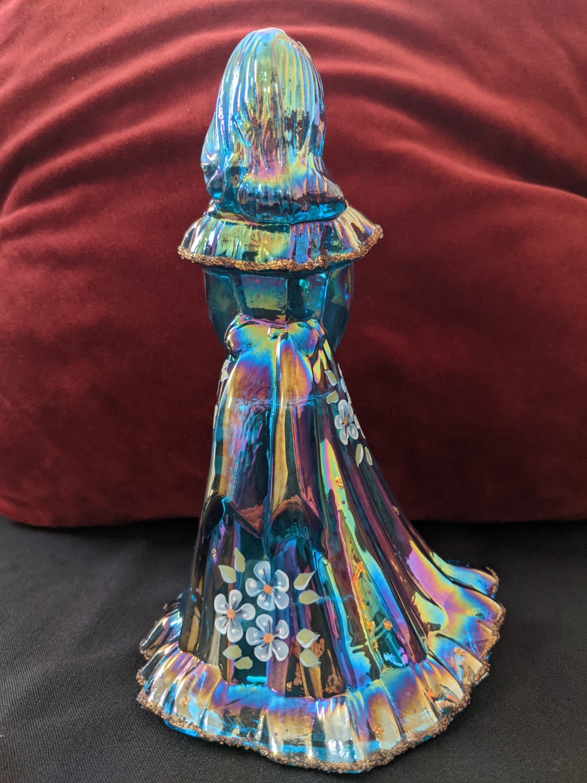 Fenton Art Glass Bridesmaid Doll Teal Blue Undecorated Wedding Figurine Pristine