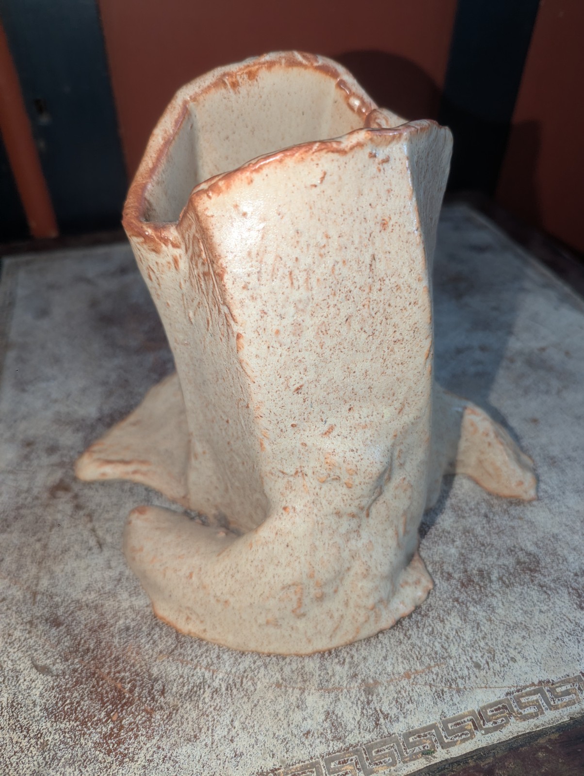 Beautiful Tree Stump / Root Studio Pottery Vase or Planter Signed MRS