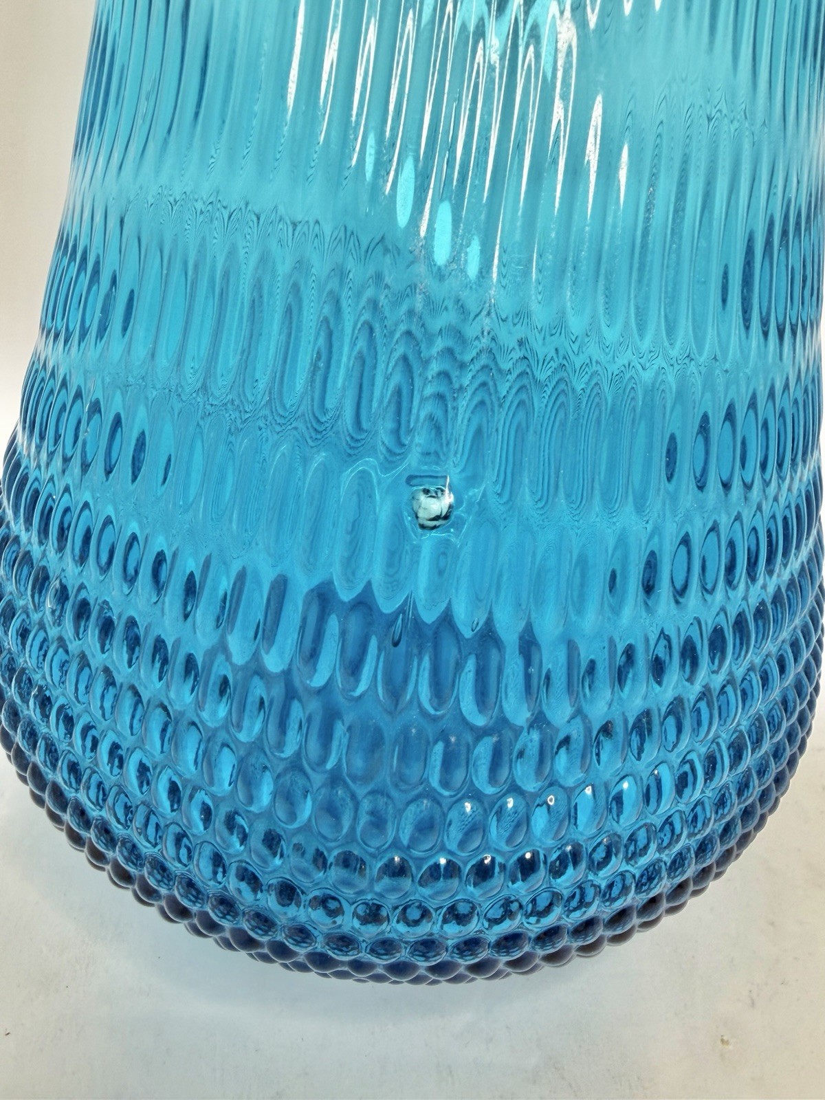 HTF Vintage MCM LE Smith Squatty Fat Nubby Swung Vase In Colonial Blue 25.25”