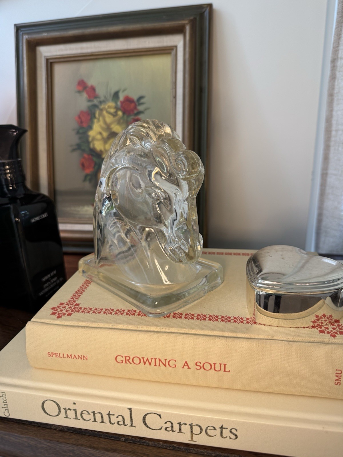 Vintage Art Deco Glass Horse Head Sculpture