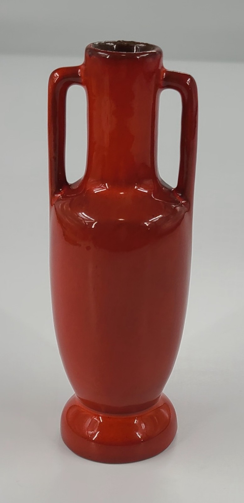 VTG 1980s Frankoma Pottery #20 Handmade Orange Double Handled Bud Vase 6.5″