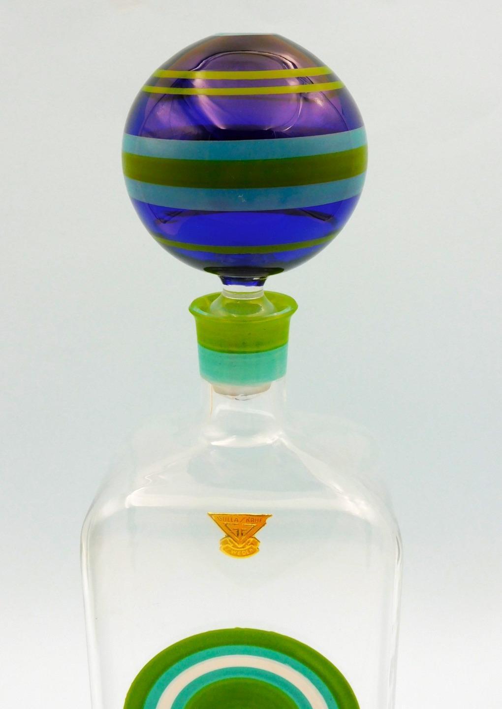 MID CENTURY Swedish GULLASKRUF BULLS EYE Decanter by Aselius Lidbeck 29.2cm H