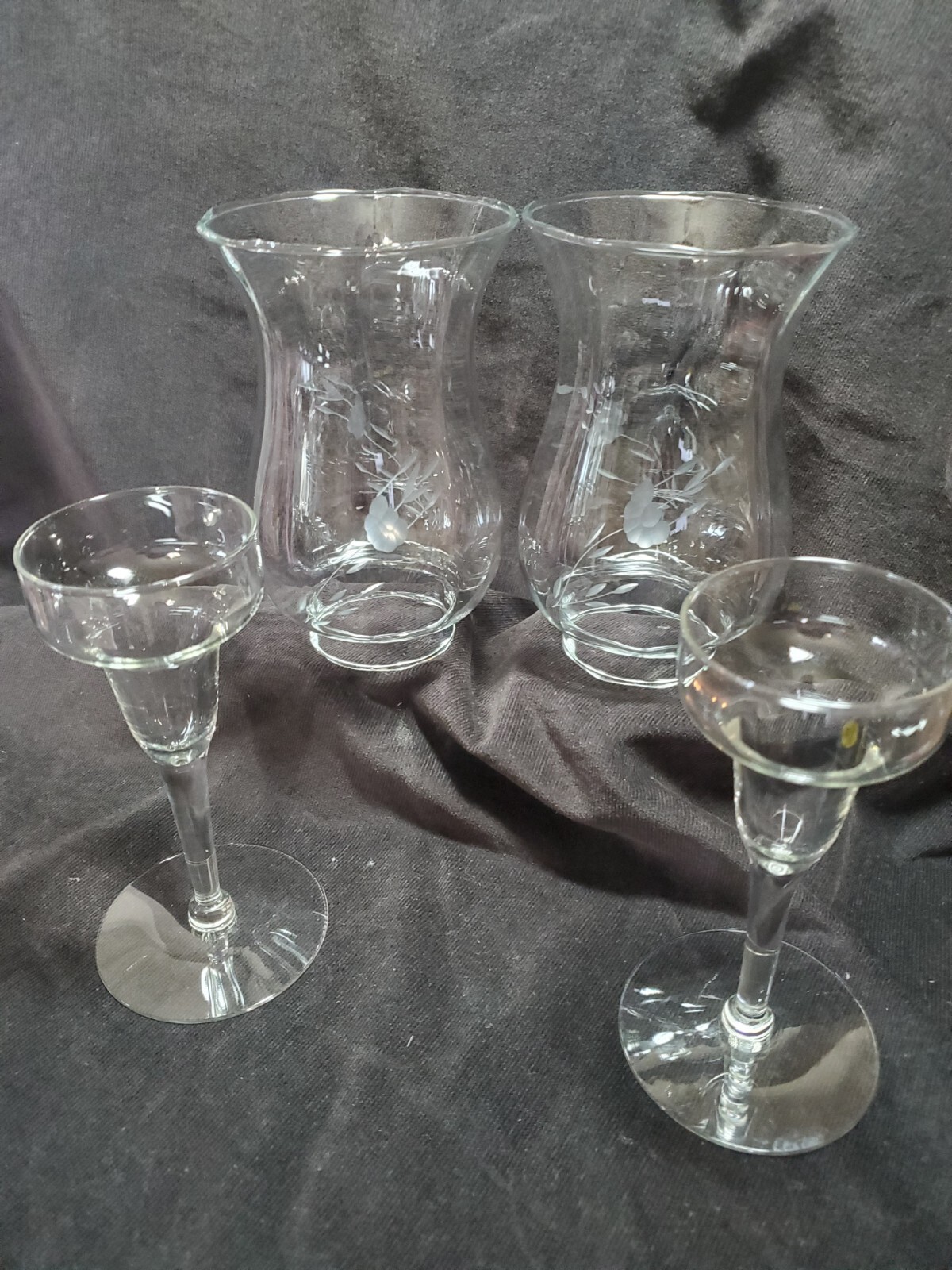 Princess House Crystal Heritage Hurricane Candle Lamps Set of 2