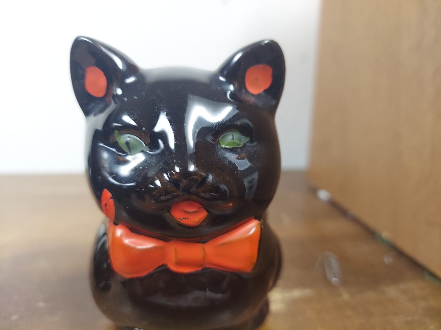 Shafford Redware Black Cat Creamer (5.5″ T) & Sugar (4.5″ T) Vtg 50-60s MCM VGUC