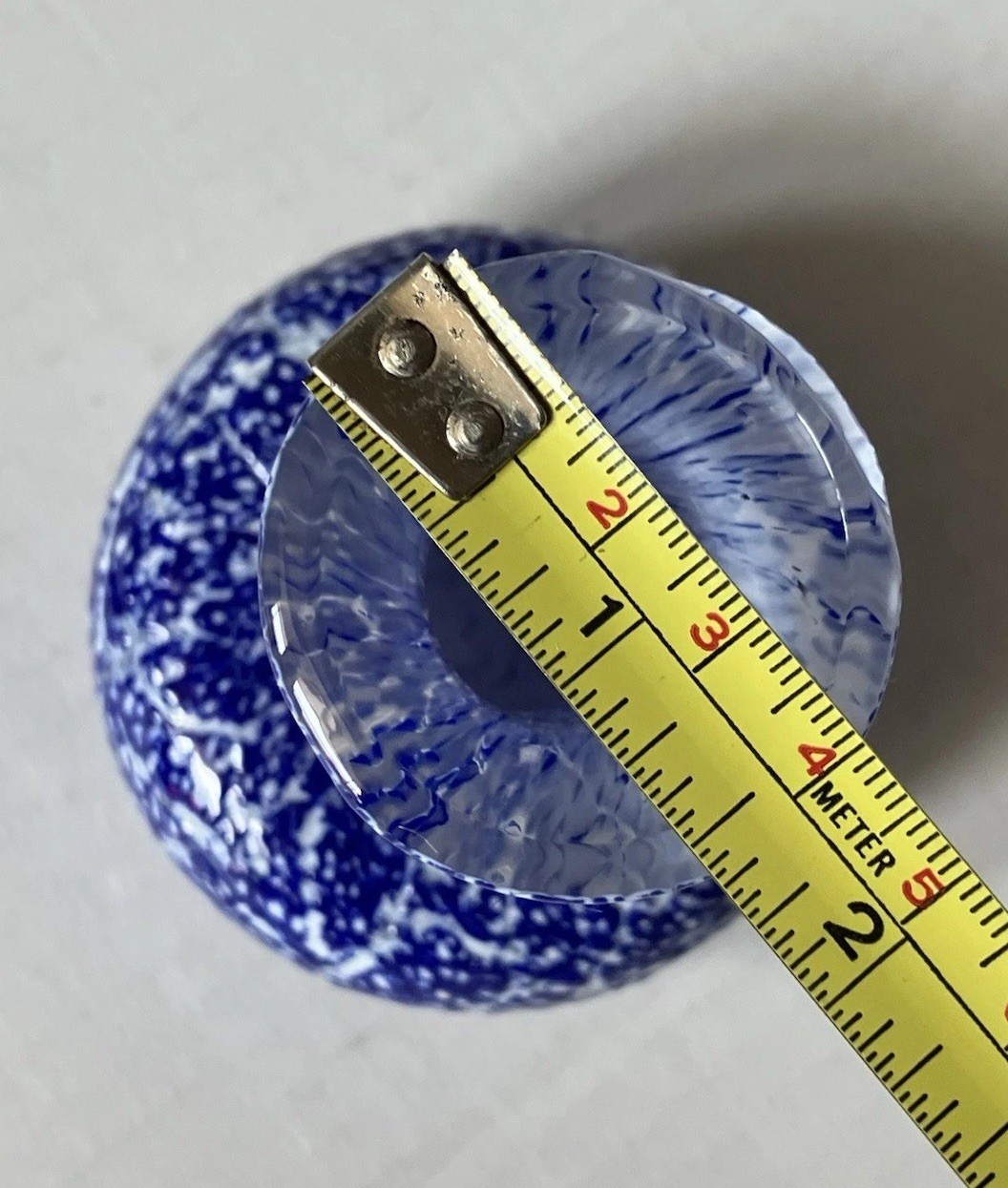 Blown Cased Art Glass Blue And White Textured Bud Vase 4.5 Inches