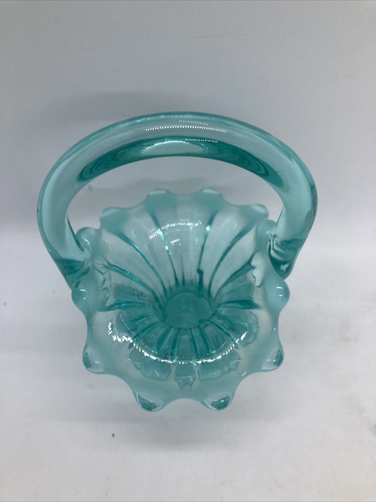 Fenton Art Glass Robins Egg Blue Mini Basket