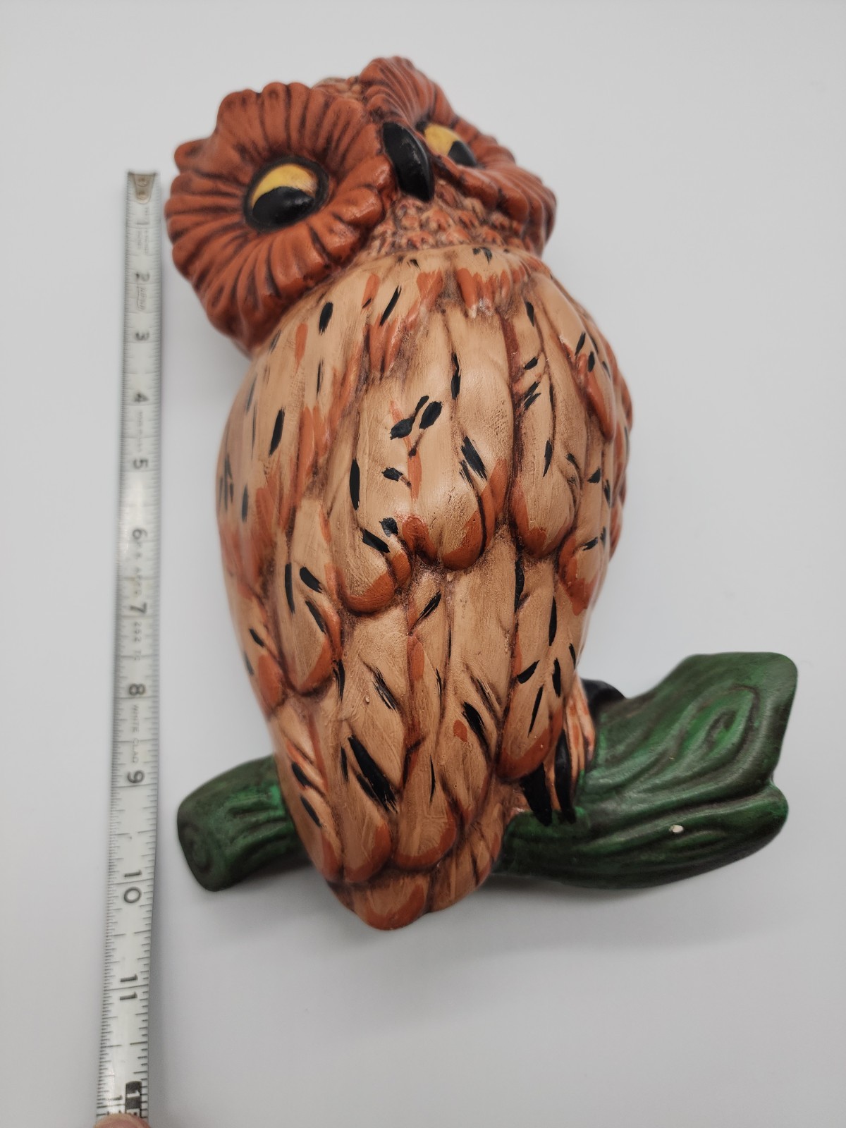 Vintage Owl Jamar-Mallory Studio Brown Owl On Branch Hanging Figurine 1967