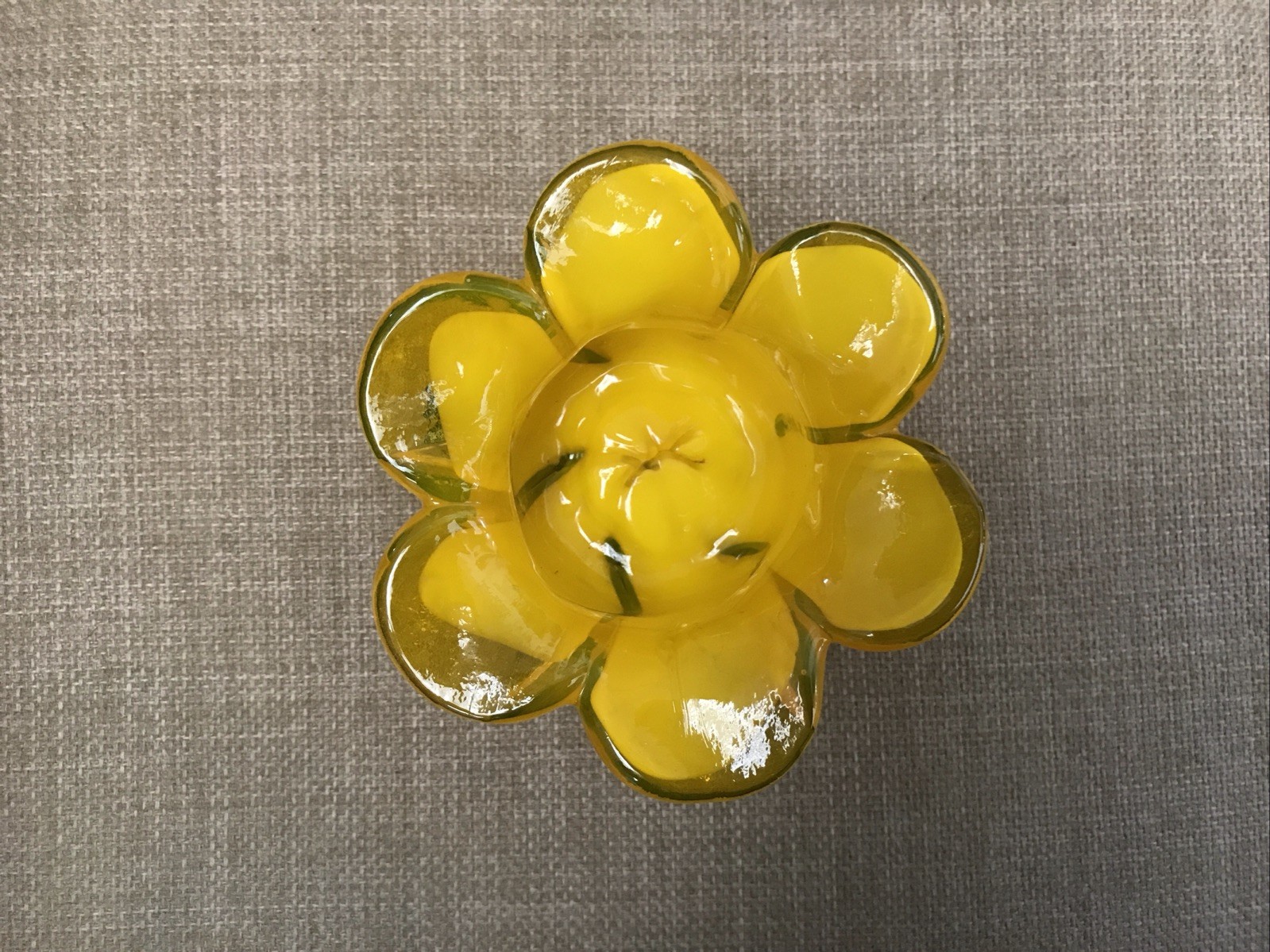 Art Glass Tulip Flower Shaped Candle Votive Holder Bright Yellow