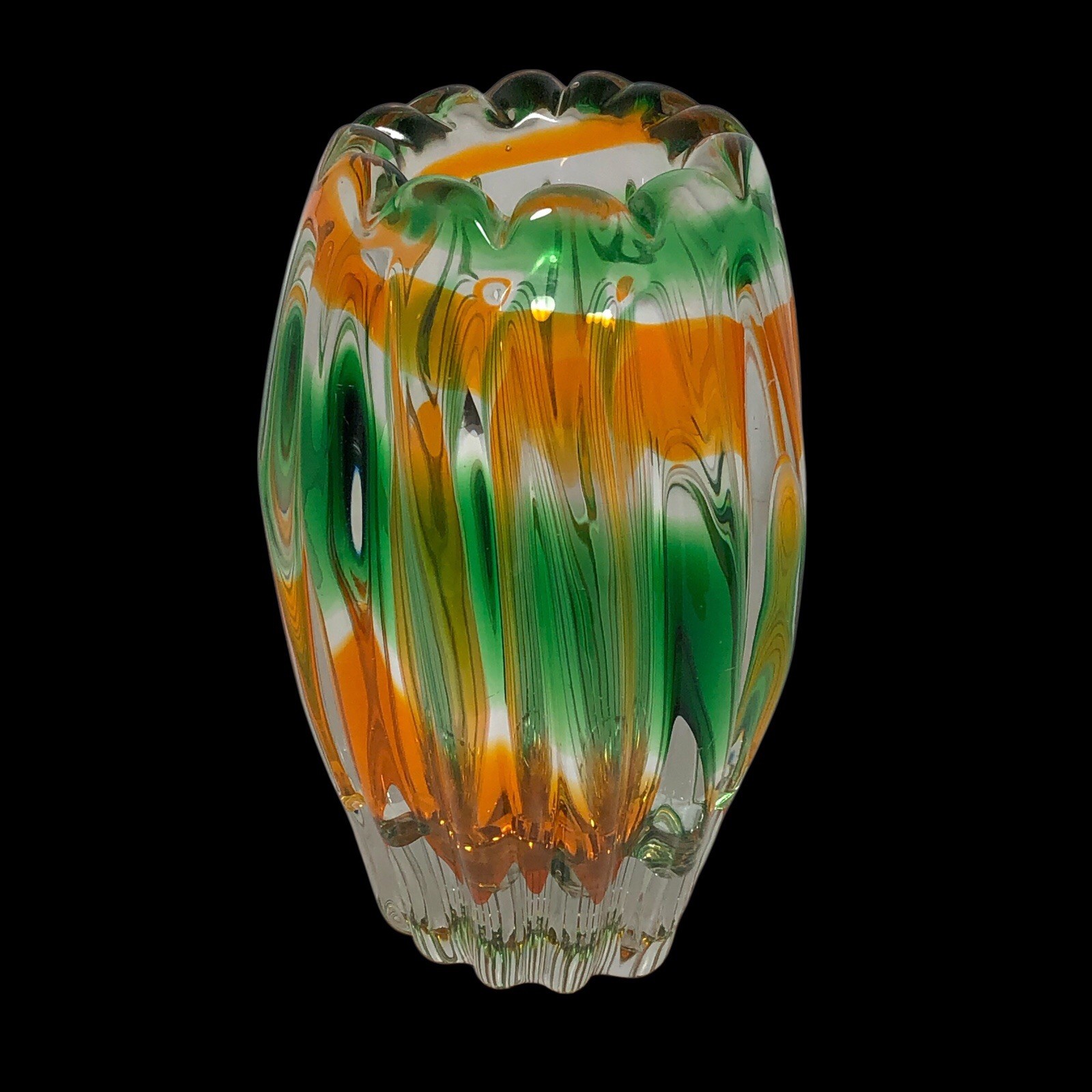 Vintage Mid Century Modern 1960s Sanyu Japan Art Glass Narumi Fantasy Vase NM