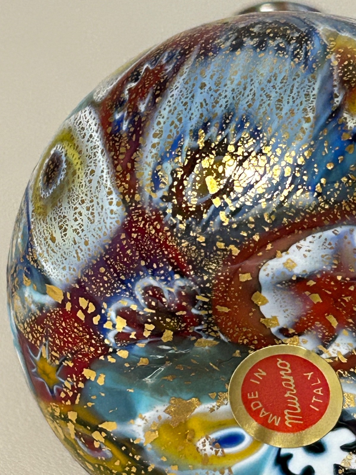 Murano Millefiori Gold Quilt Bud Vase 3 1/2 inches