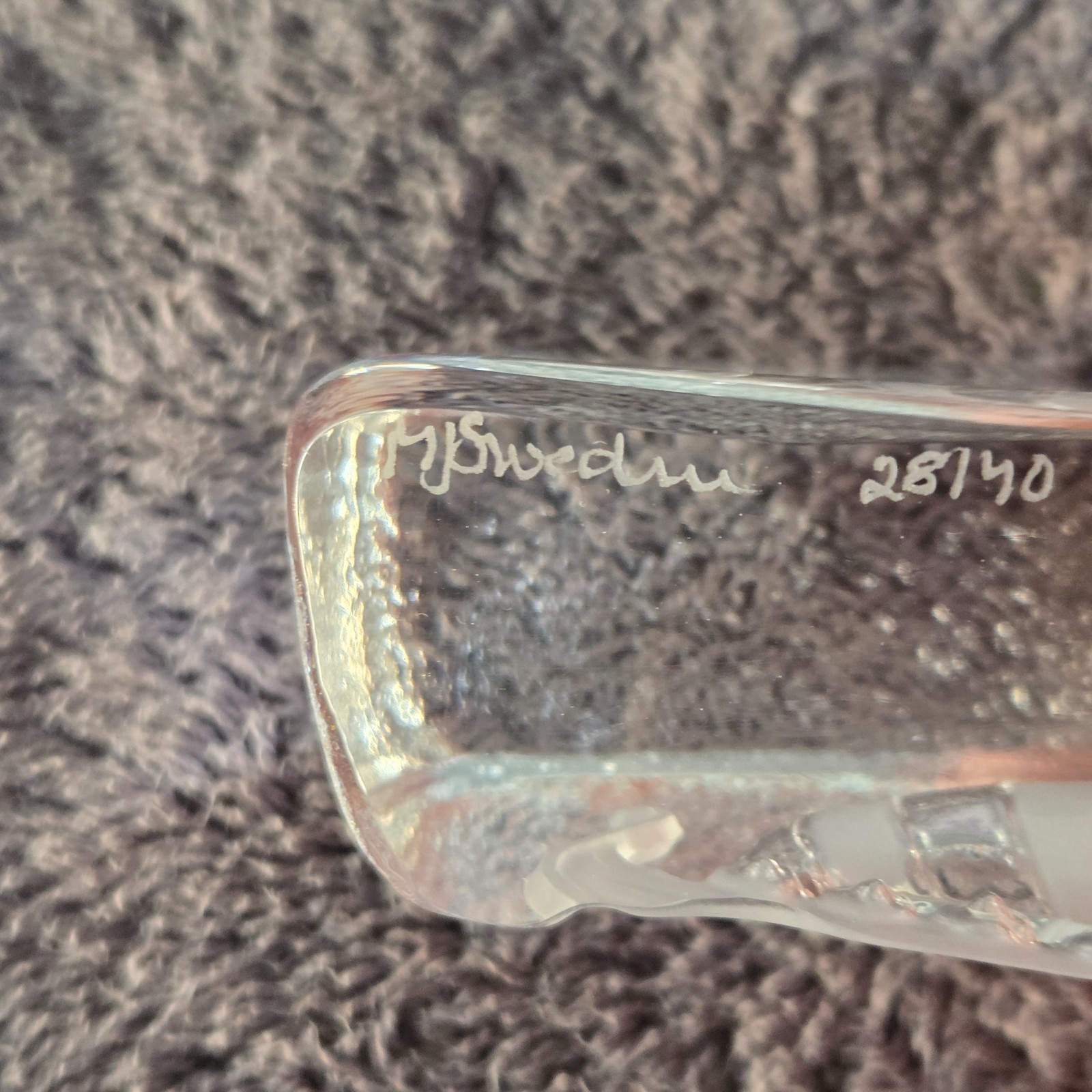Mats Jonasson Lead Crystal Etched Viking Ship Signed and Numbered 28140 w/Decal