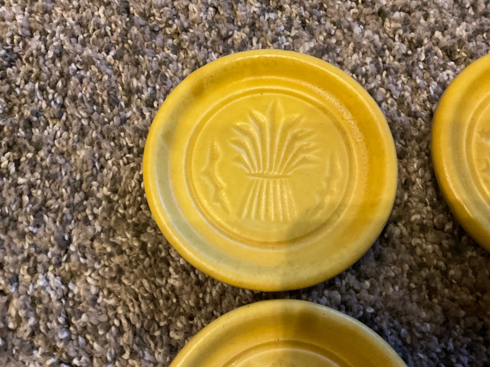 Set of 4 VTG COASTERS 70’s PIGEON FORGE POTTERY CLASSIC BUTTER Gold Variety