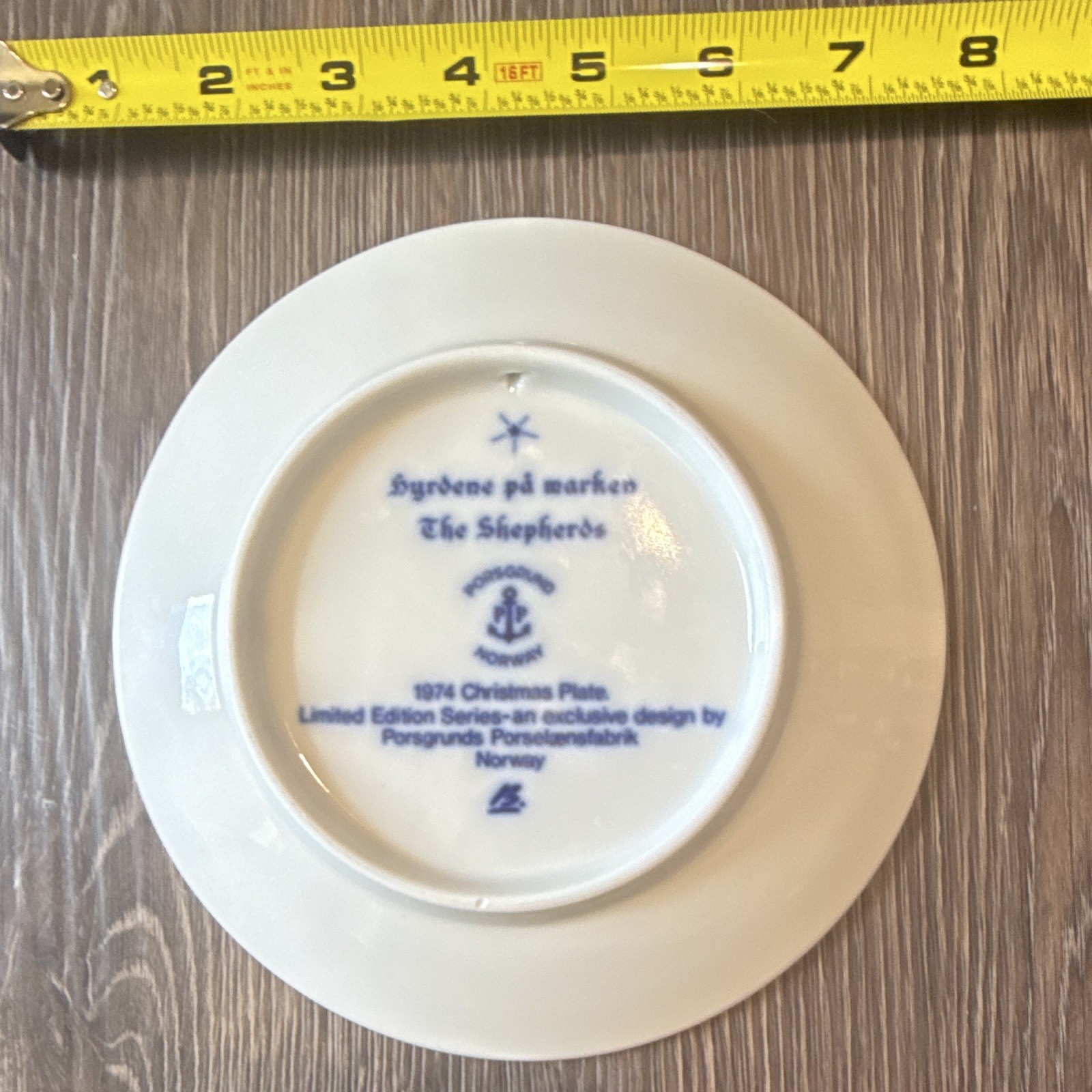 Porsgrunds Porselænsfabrik Collector Plate 1974 The Shepherds 7 in Norway