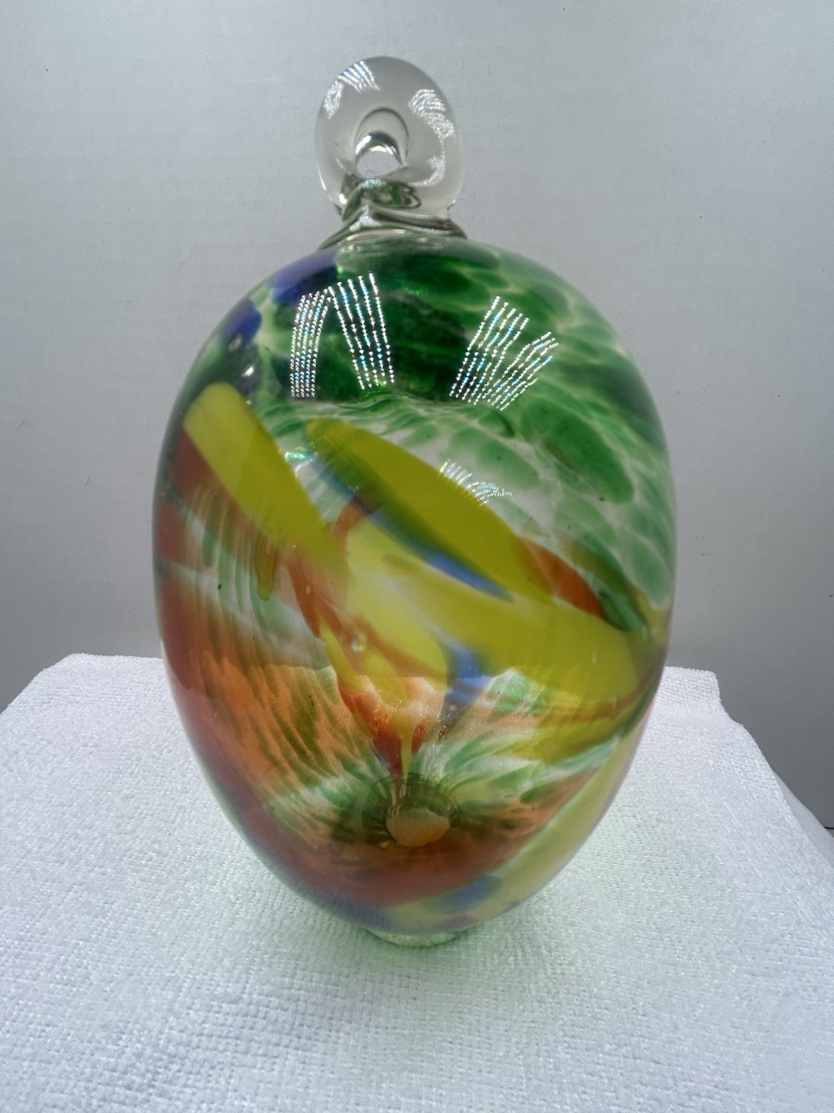 Blown Glass Ball/ Sphere Hummingbird feeder – 7″ tall – No stopper