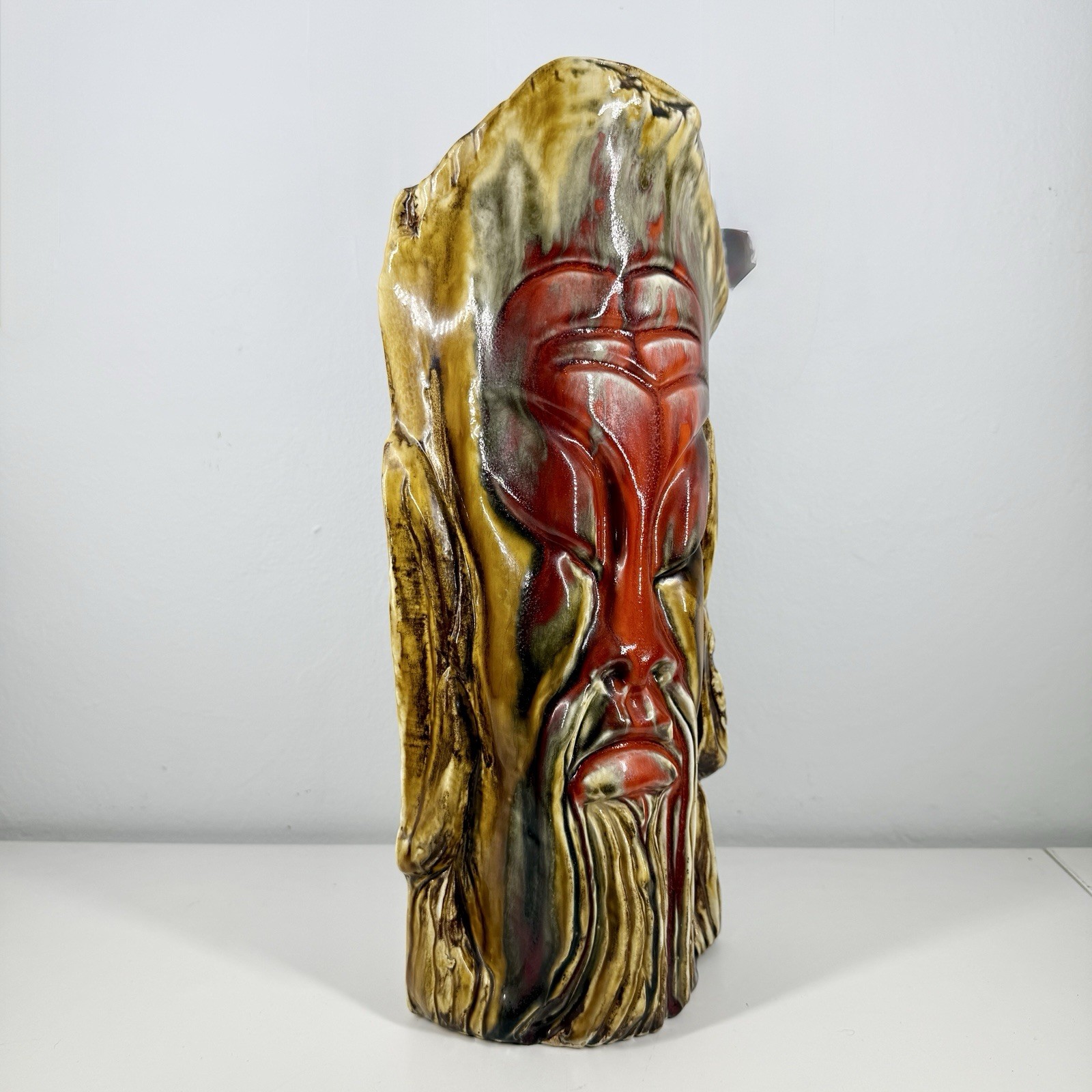 MARCIA of CALIFORNIA Ceramic TIKI STATUE/Figurine VTG 15in 60/70s Drip Glaze