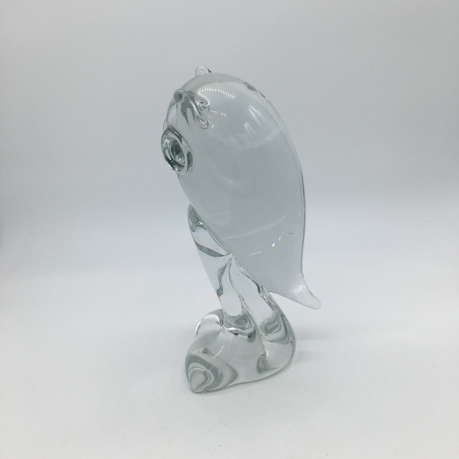 KRISTALUXUS CLEAR CRYSTAL GLASS WILDLIFE OWL FIGURINE 11″ x 4″ weighs 8lbs