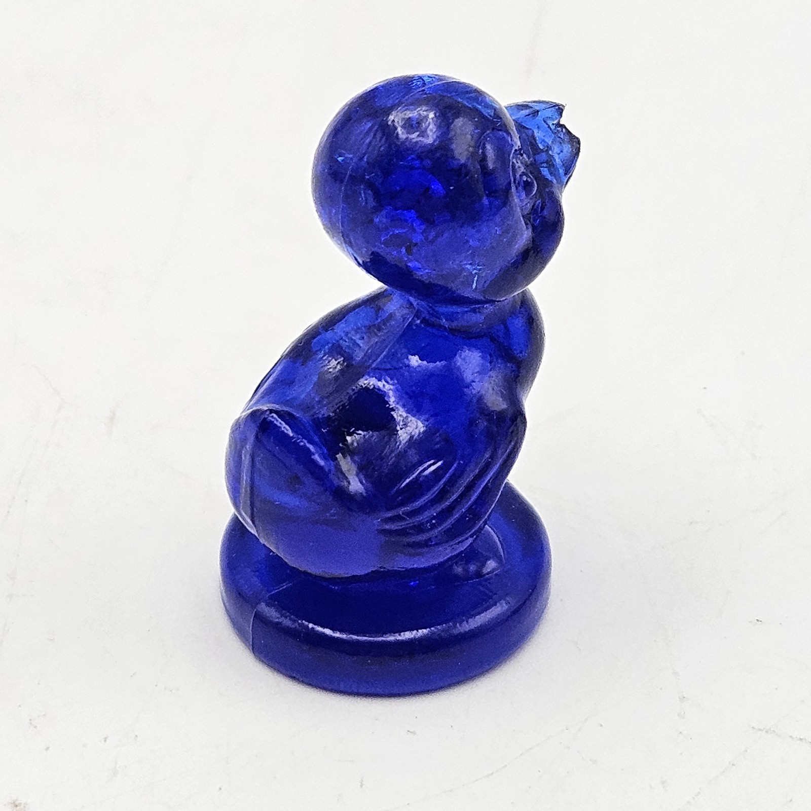 Boyds Glass ~ Debbie Duck Duckling ~ Cobalt Blue ~ Chip On Beak