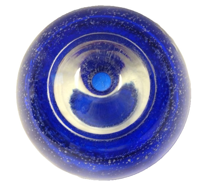 Kosta Boda Blue Moon Swirl Art Glass Oil Lamp / Paperweight Poland B2