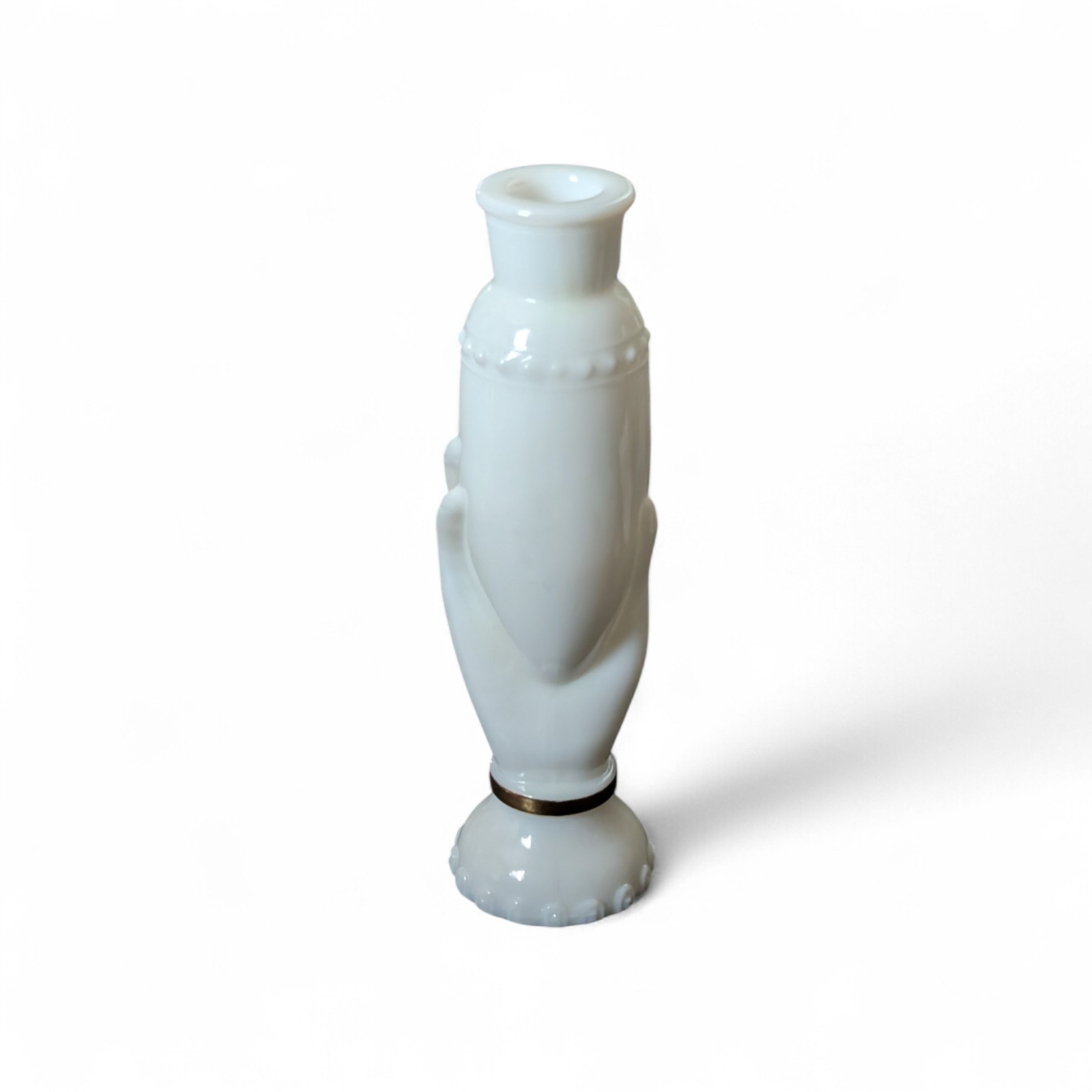 Victorian Style Milk Glass Hand Vase Dark Academia Decor Surrealist Gothic 6″