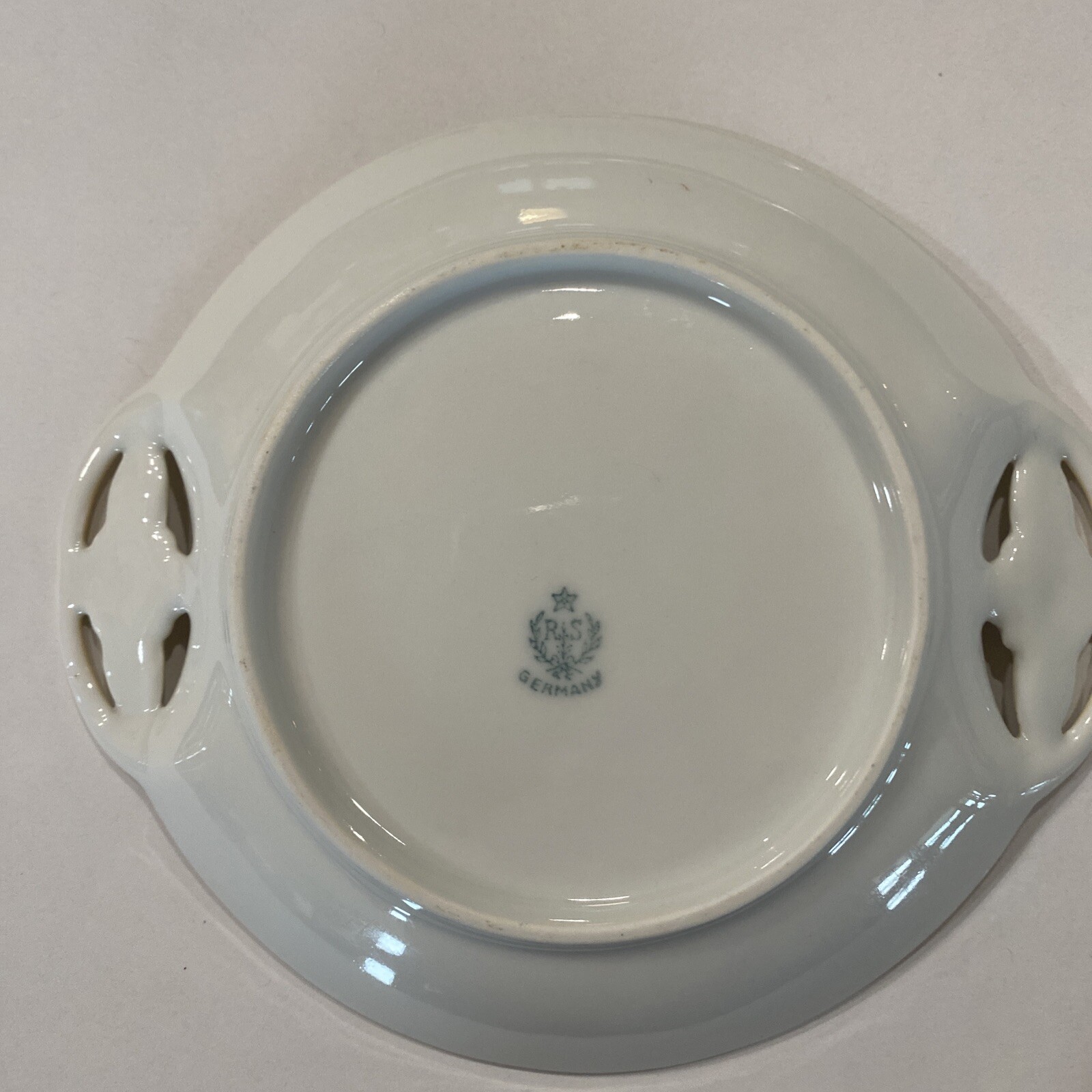 RS Germany Porcelain Handled Plate Vintage, Gold edge, Orange and Cream Rare pc!