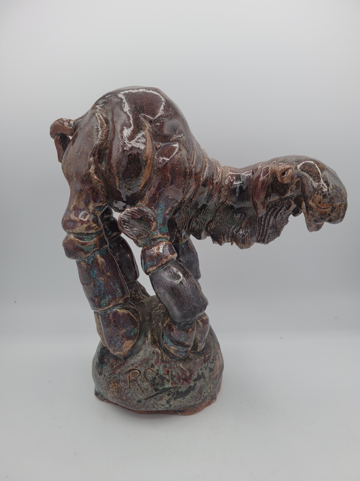 Vintage Signed Redware Brutalist Stylized Camel Sculpture Figurine 10.5″