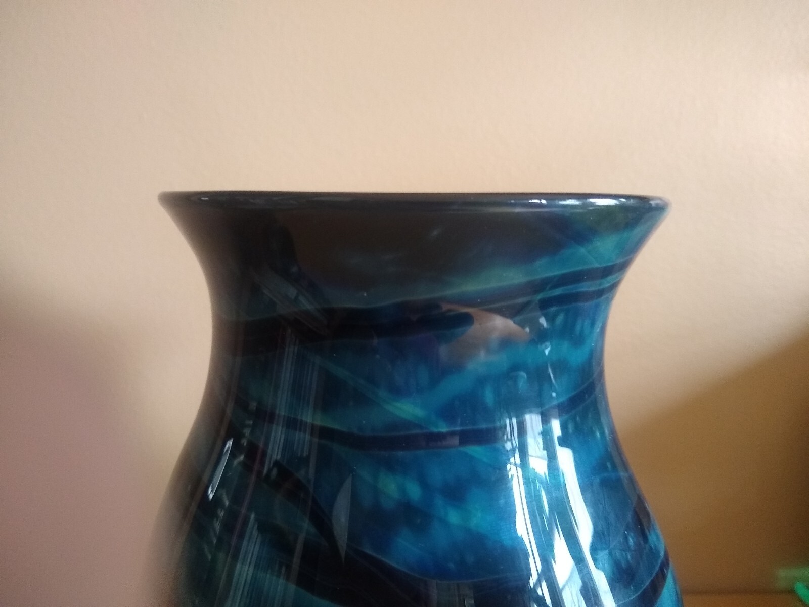 Original Signed AL LEEDOM Art Glass Hand Blown Vase. 2003. MINT.