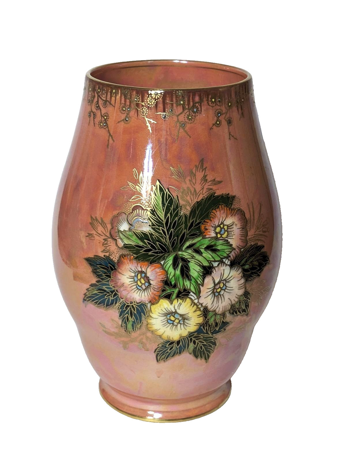Grimwades Royal Winton Art Deco Pink Lustre Floral Vase