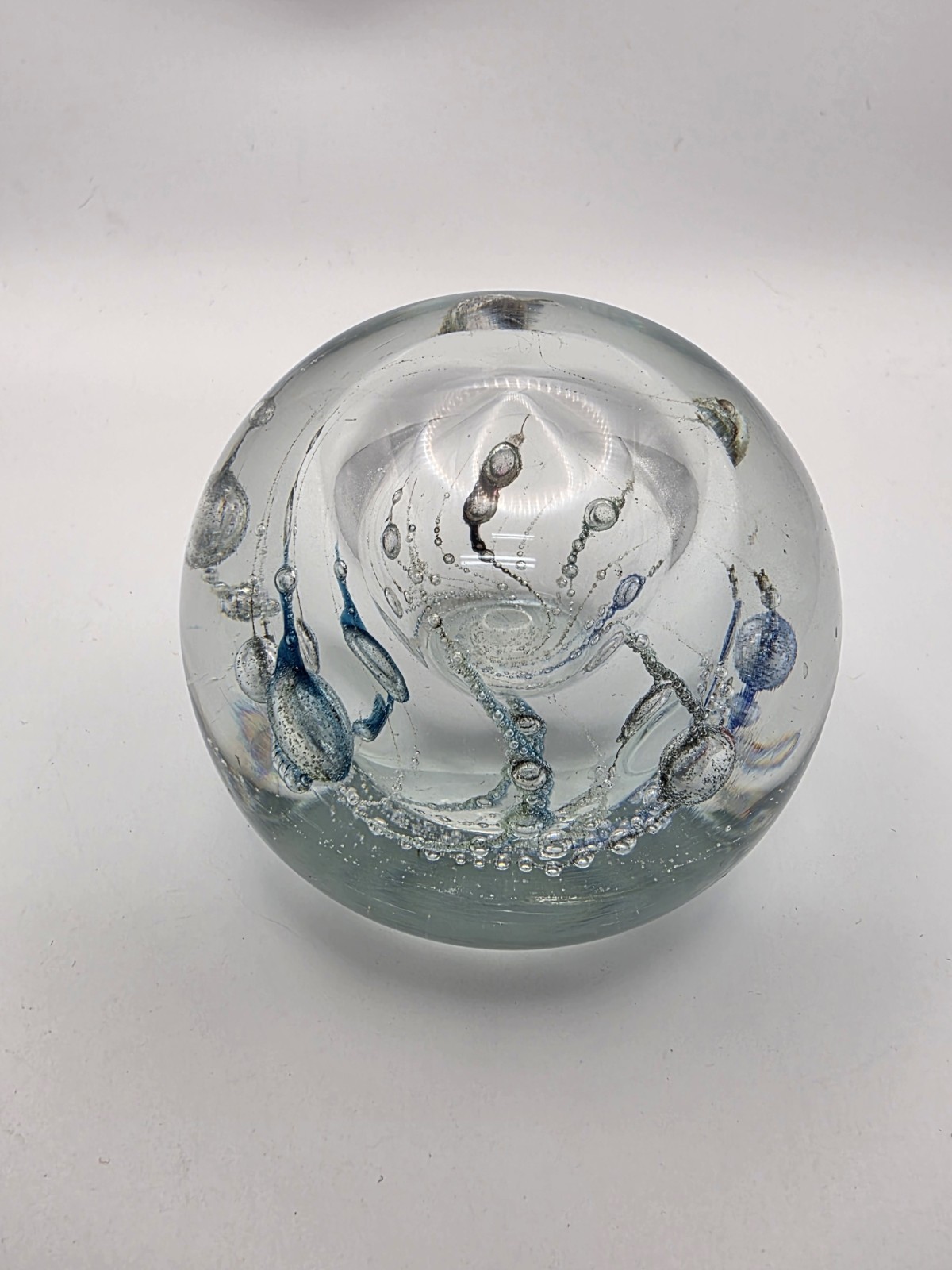 Vintage Leon Applebaum Blown Glass Paperweight Signed 1981 Multicolor