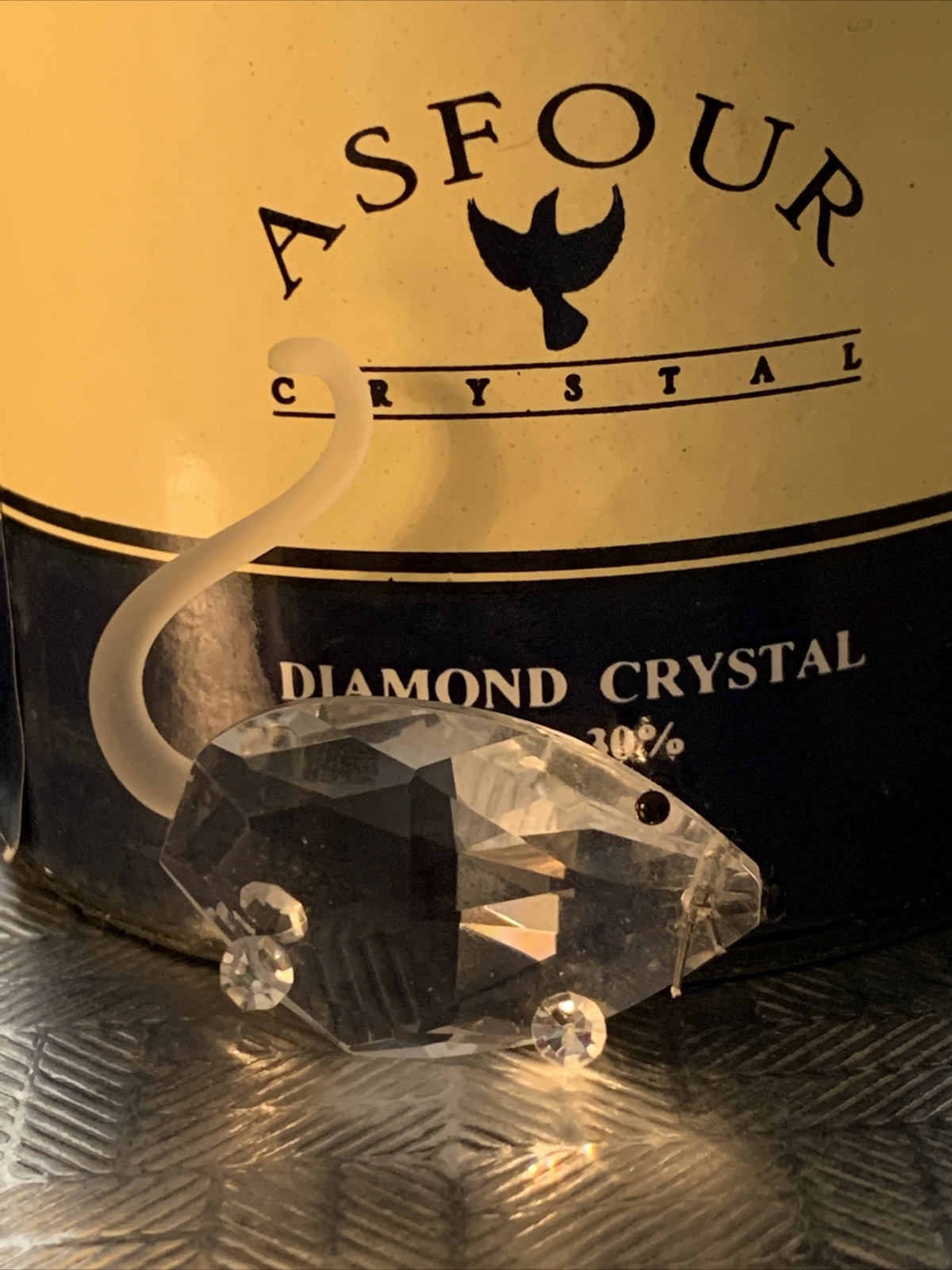 NEW IN BOX ASFOUR DIAMOND CRYSTAL MOUSE MICE FIGURINE STATUE