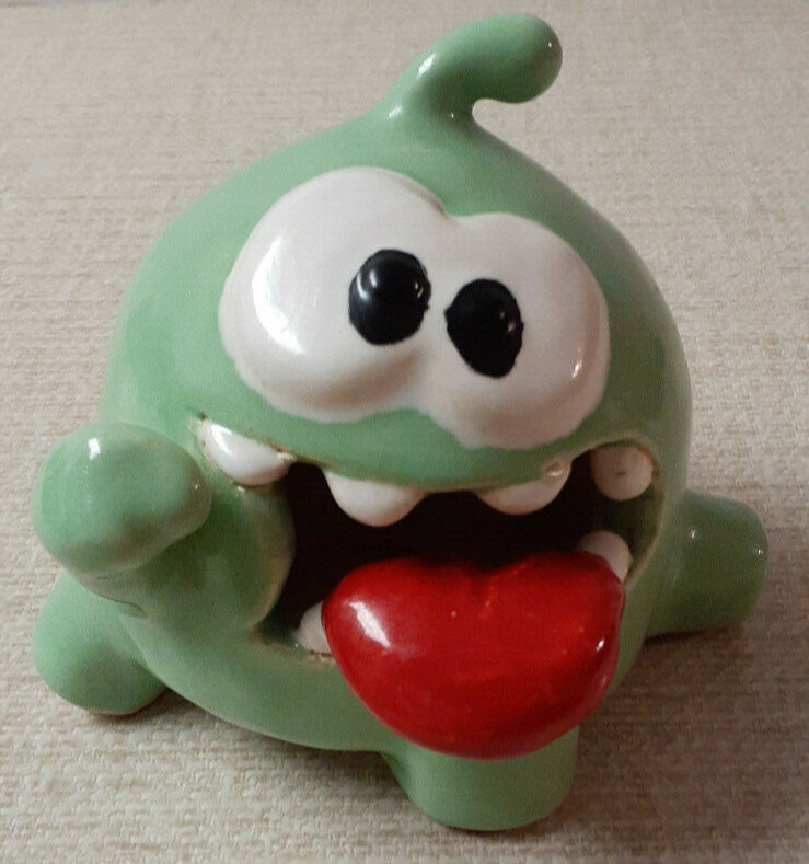 Handmade Artist Studio Art Pottery Whimsical Alien Monster OAK *Green Open Mouth