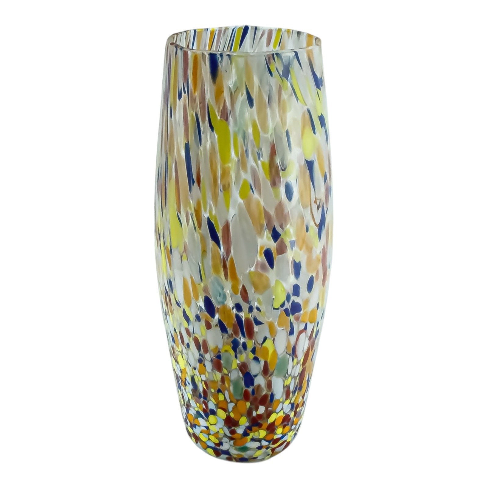 Large Murano Glass Vase Multi Yellow Orange Millefiori 25cm
