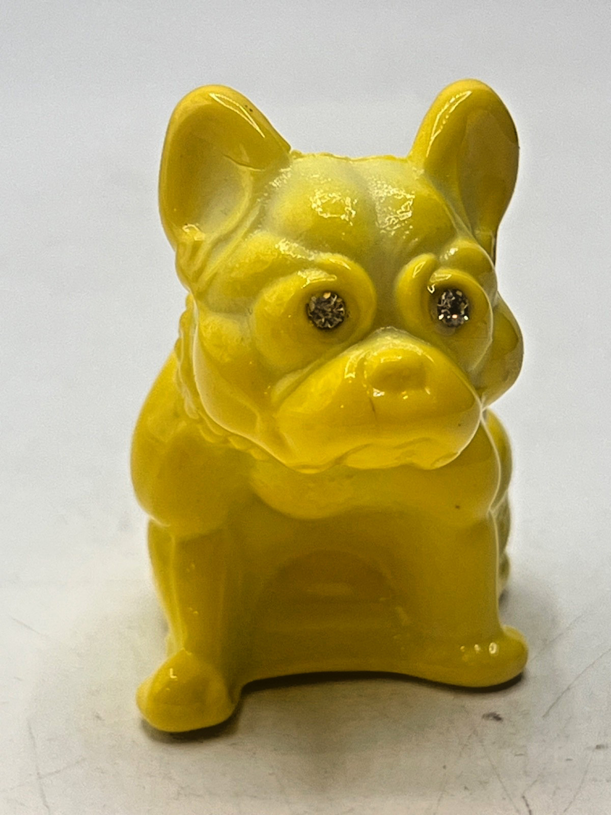 Solid Glass Bull Dog Figurine w/eyes – Dandelion – Mosser Glass, USA