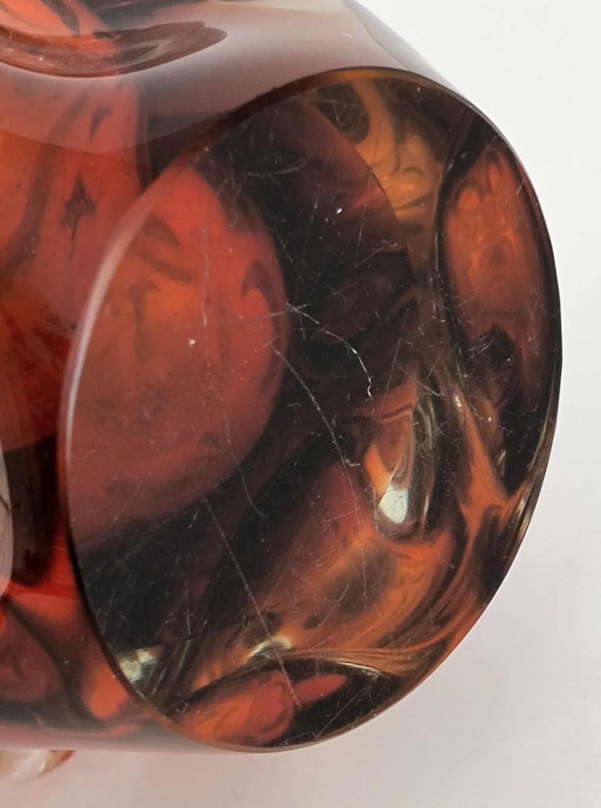 Attributed Jan Beránek Skrdlovice Czech Art Glass Vase Amber Brown MCM Heavy 8”