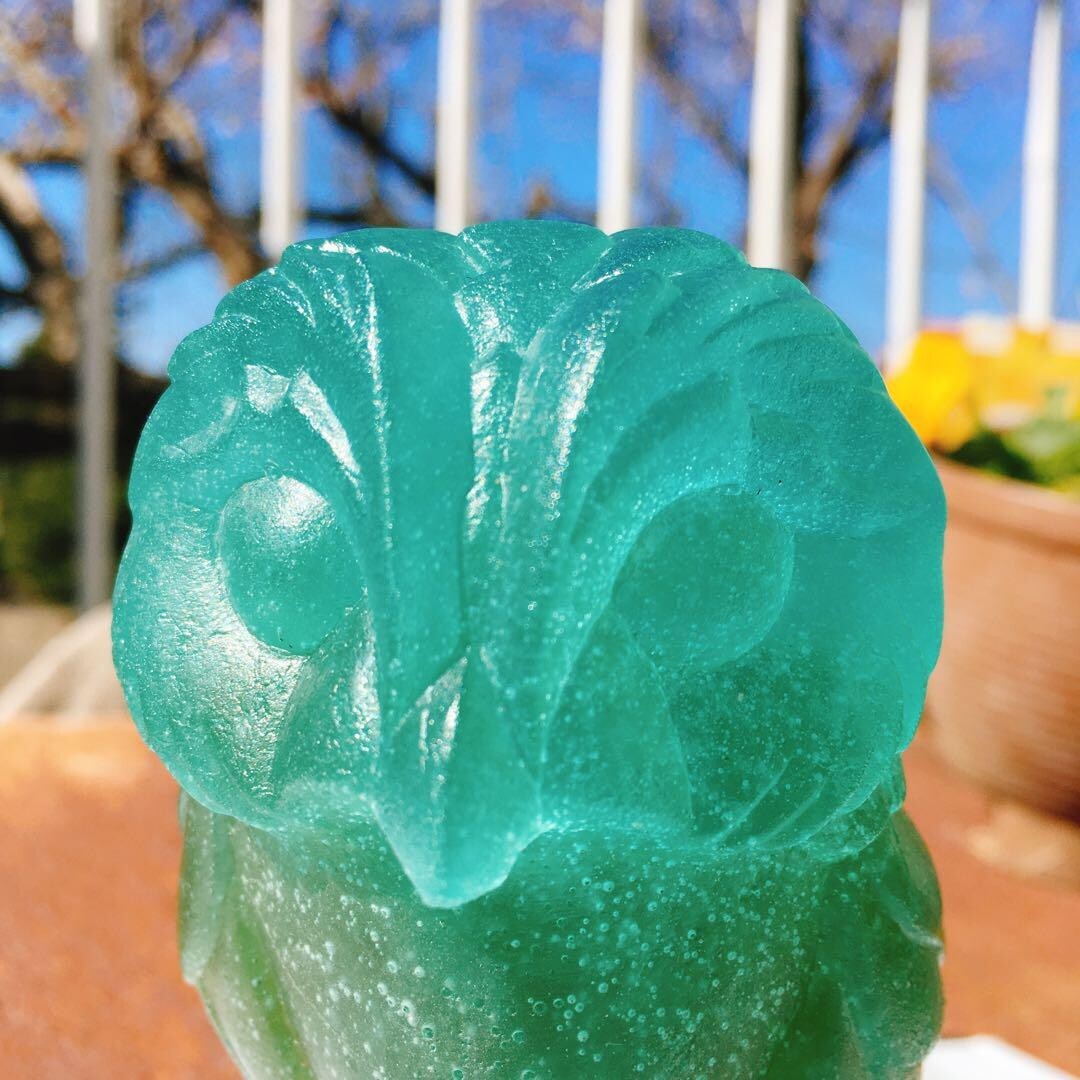 Daum France Crystal Glass Owl Perched On Tree Figurine W 2.3 x H 5.5 x D 2.7 in