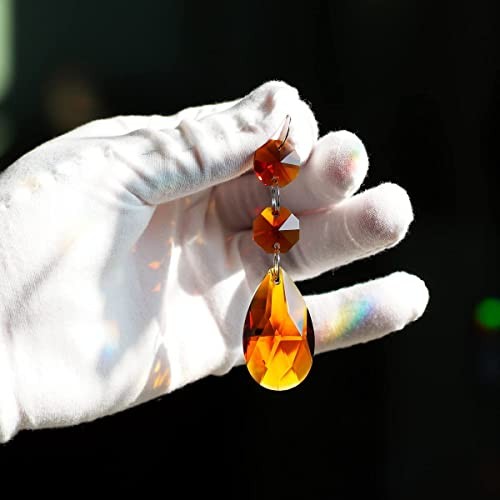 20pcs 38mm Teardrop Chandelier Crystals Pendant Replacement Prism Amber