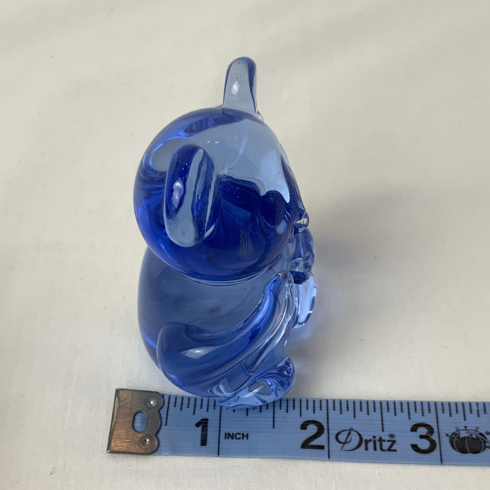 VTG Blown Glass Blue Bear Figurine United States Commemorative Fine Arts Gallery