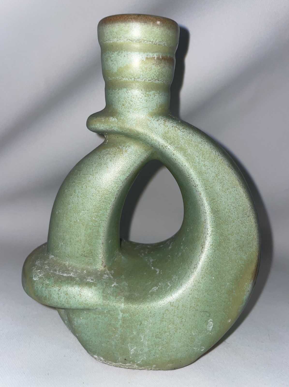 Frankoma Prairie Green 305 Candle Holder, Single 5 1/2 Inches High