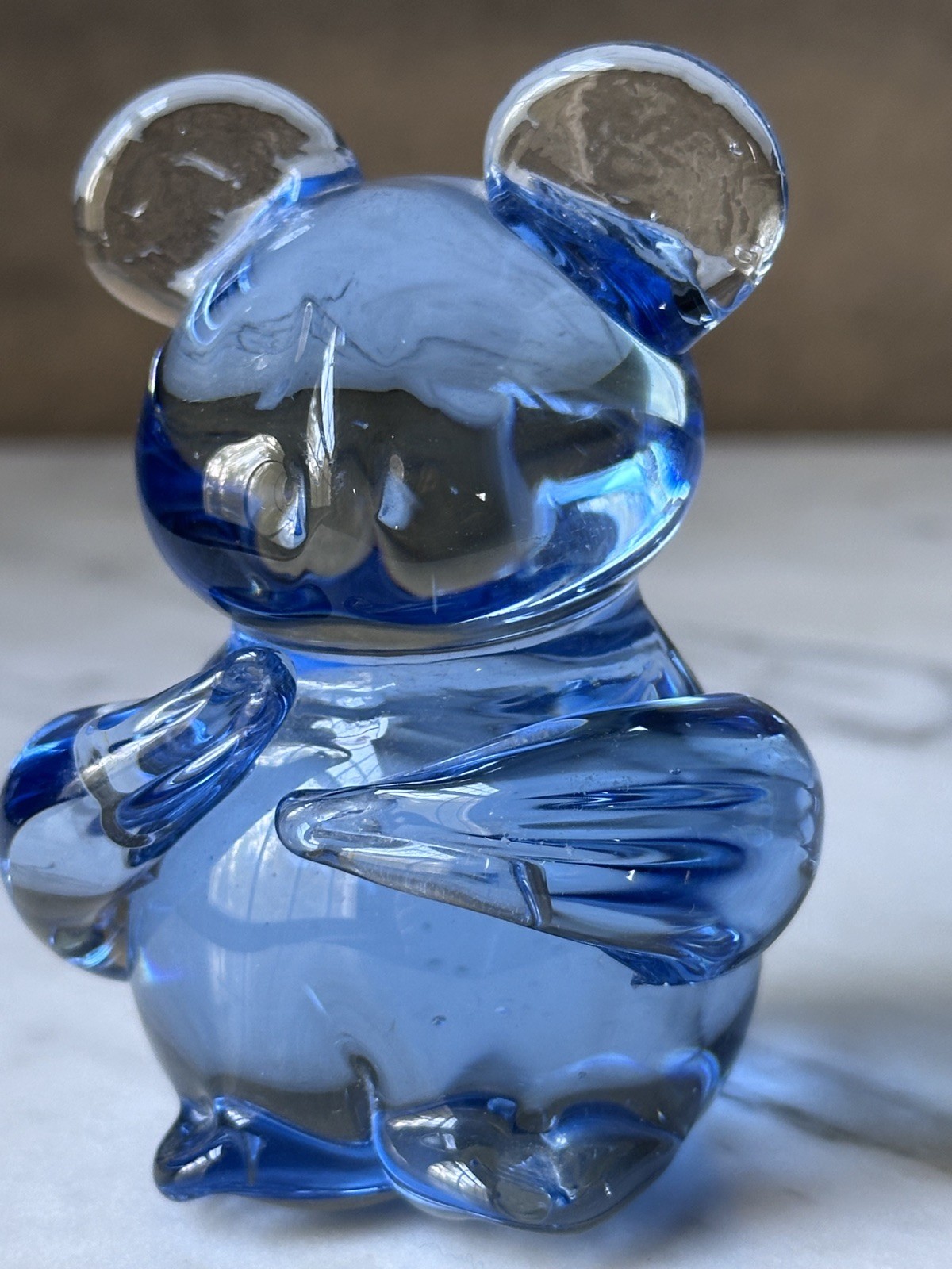 Commemorative Fine Art Gallery Koala Bear Blue Art Glass Figurine, 3”