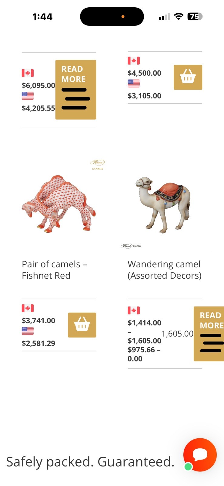 🦋 MINT HEREND CAMEL Fight Blue Fishnet Figurine ($2,581 Retail)