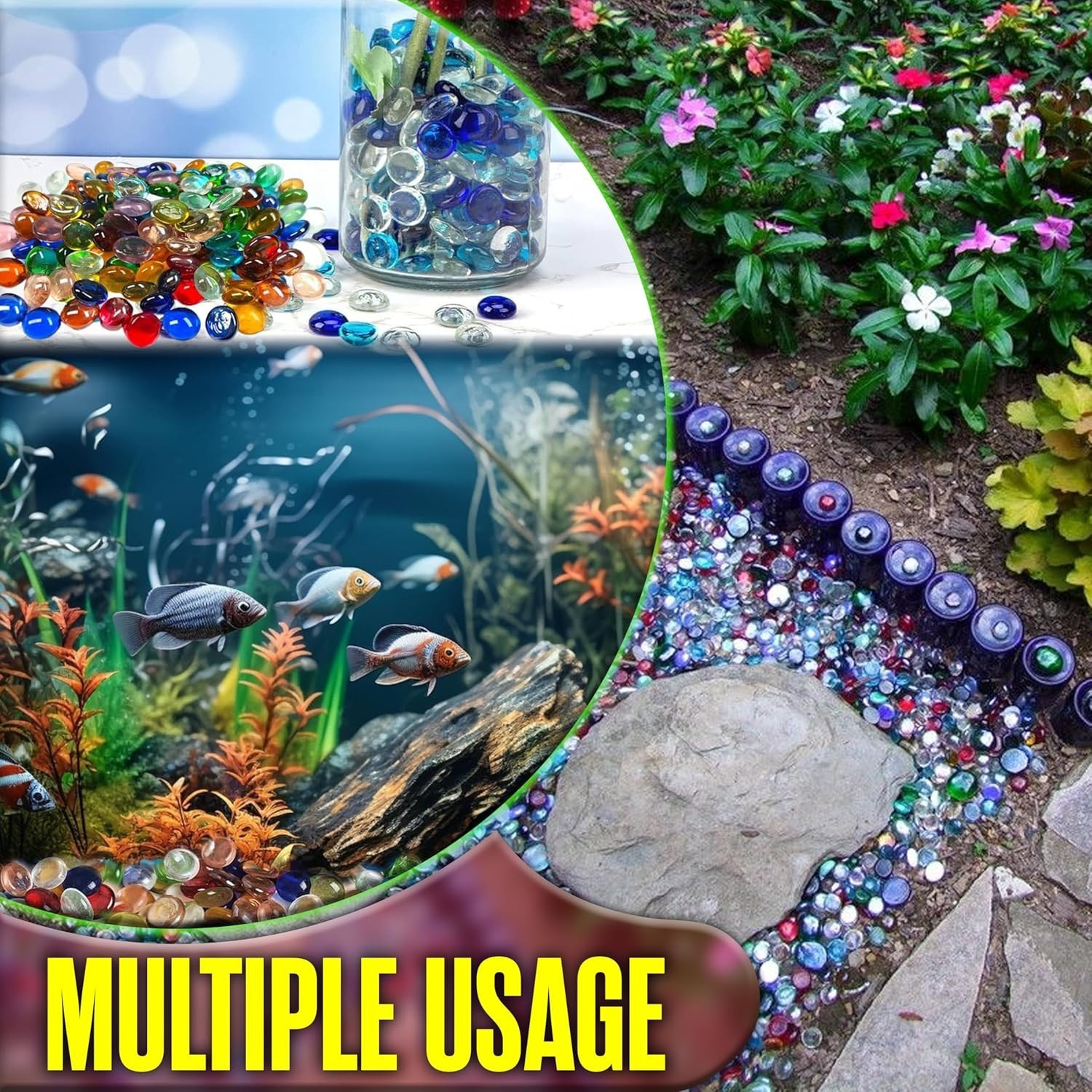 Colorful Glass Beads – 5LB Flat Marbles for Floral Arrangements and Centerpieces