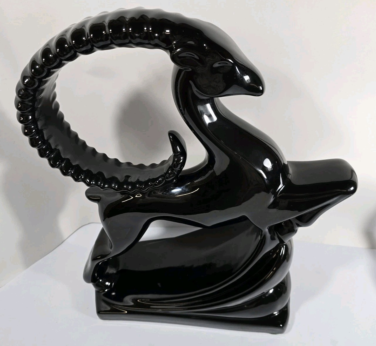 Vintage Haeger Black Ram Sculpture Art Deco Figurine 19″ Tall 16″ Wide 6″ Wide