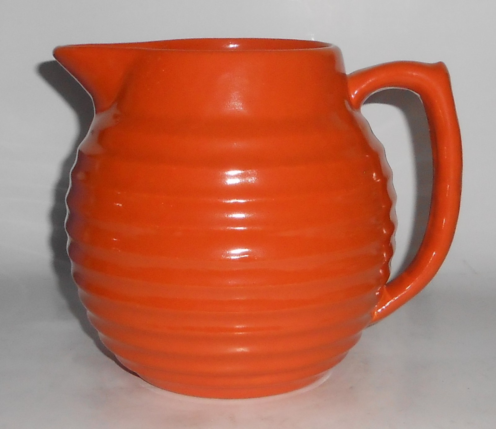 VINTAGE Bauer Pottery Ring Ware Orange 2 Quart Pitcher MINT