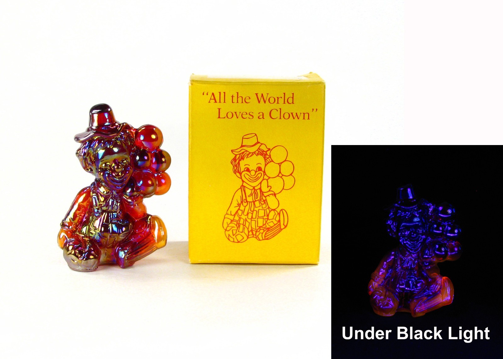 Mosser Glass Red Carnival Balloon Clown “Daisy” 1981 – Some UV Glow